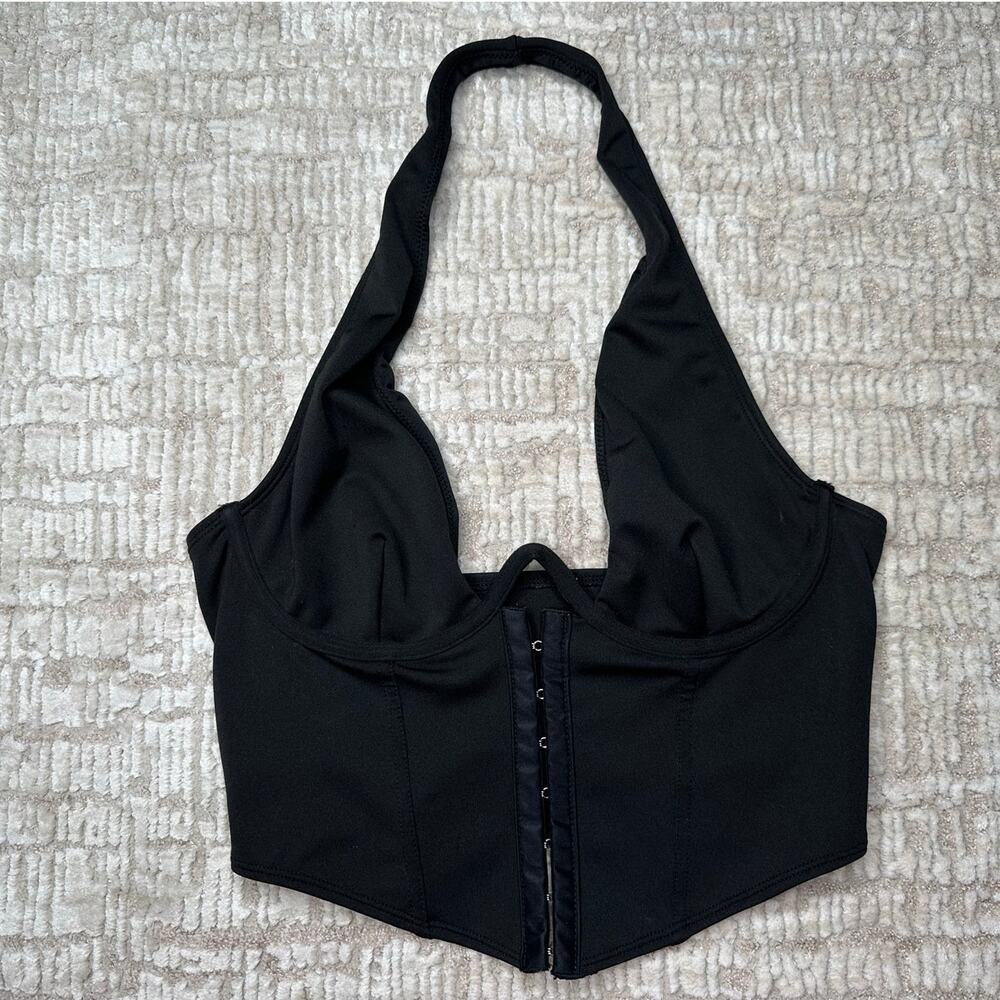Shein Black Deep V Corset Top